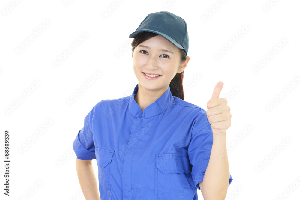 笑顔の女性作業員 笑顔の女性作業員