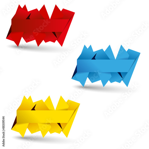 three color empty folding paper icons