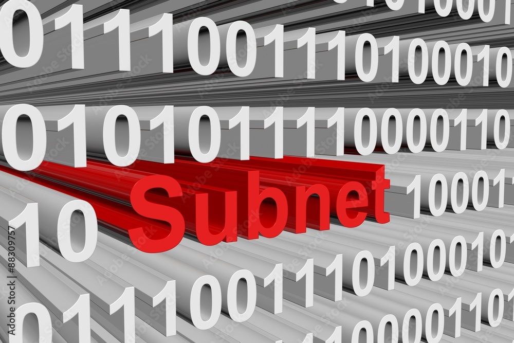 The subnet mask is represented as a binary code