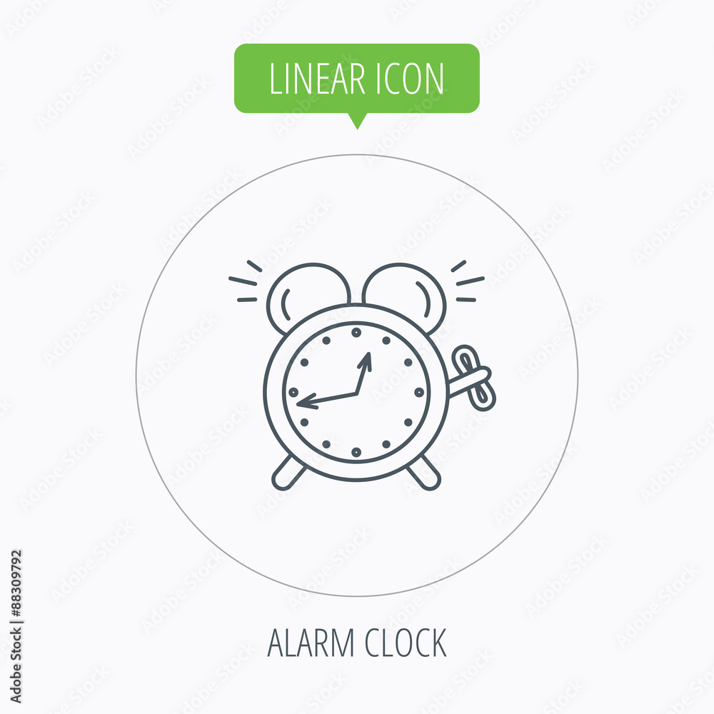 Alarm clock icon. Mechanical retro time sign.