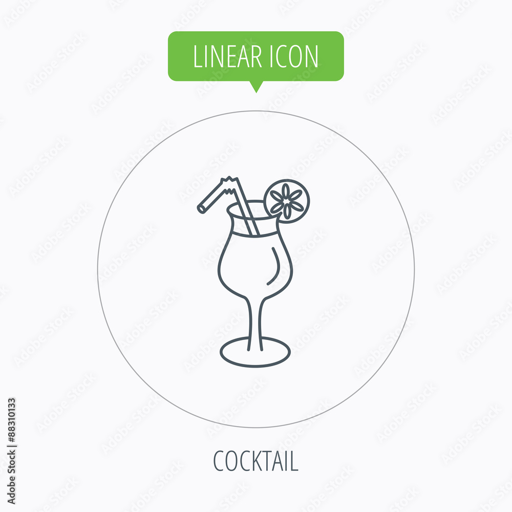 Cocktail icon. Glass of alcohol drink sign.
