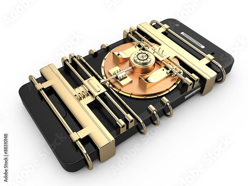 Mobile security and protection concept, 3D