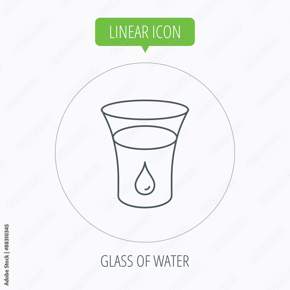 Glass of water icon. Drop sign. Glass of water icon. Drop sign.