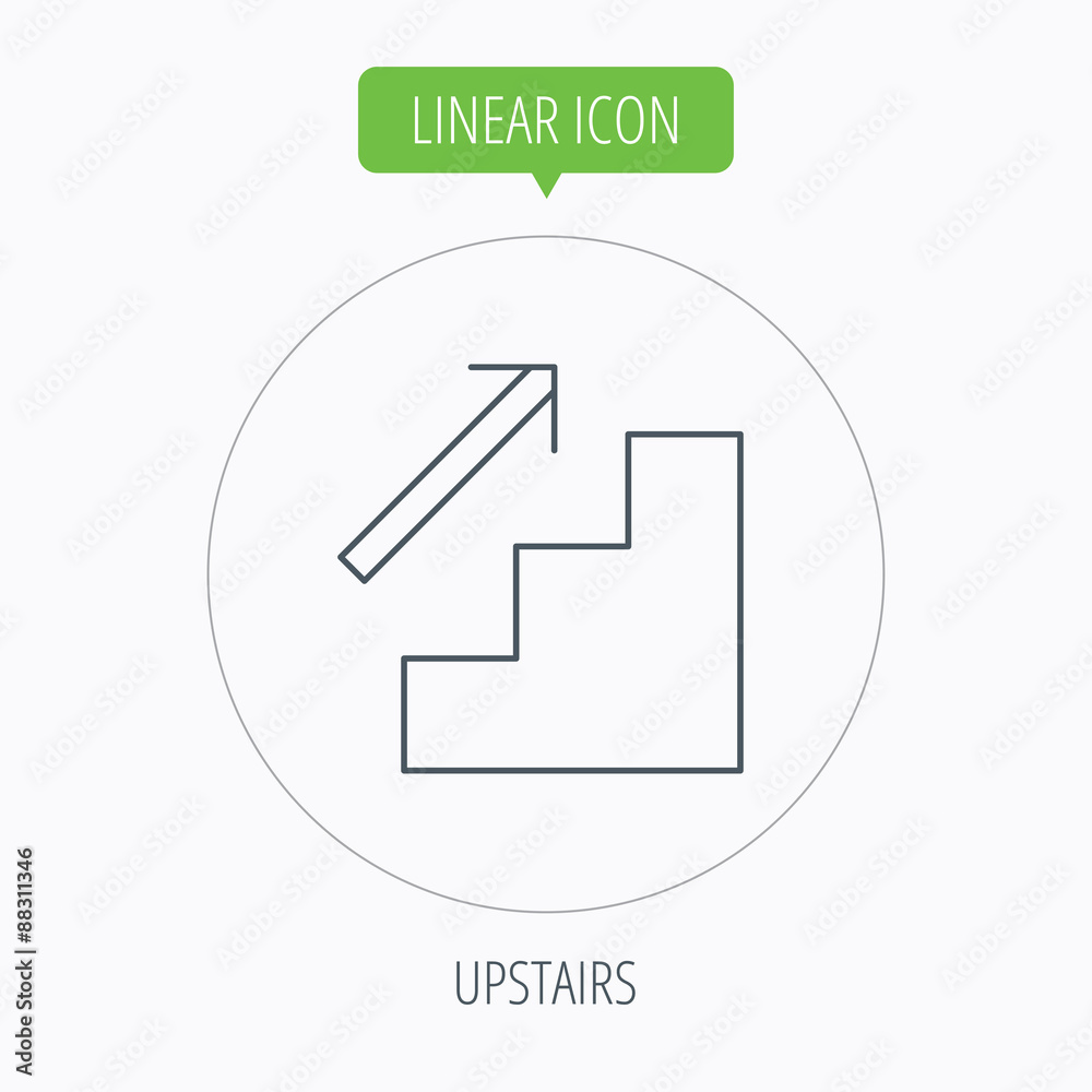 Upstairs icon. Direction arrow sign. Upstairs icon. Direction arrow sign.