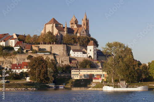 View over the Rhine River to Muensterberg Hill with Minster St. Stephan, Breisach am Rhein, Kaiserstuhl, Breisgau, Black Forest, Baden Wurttemberg, Germany photo