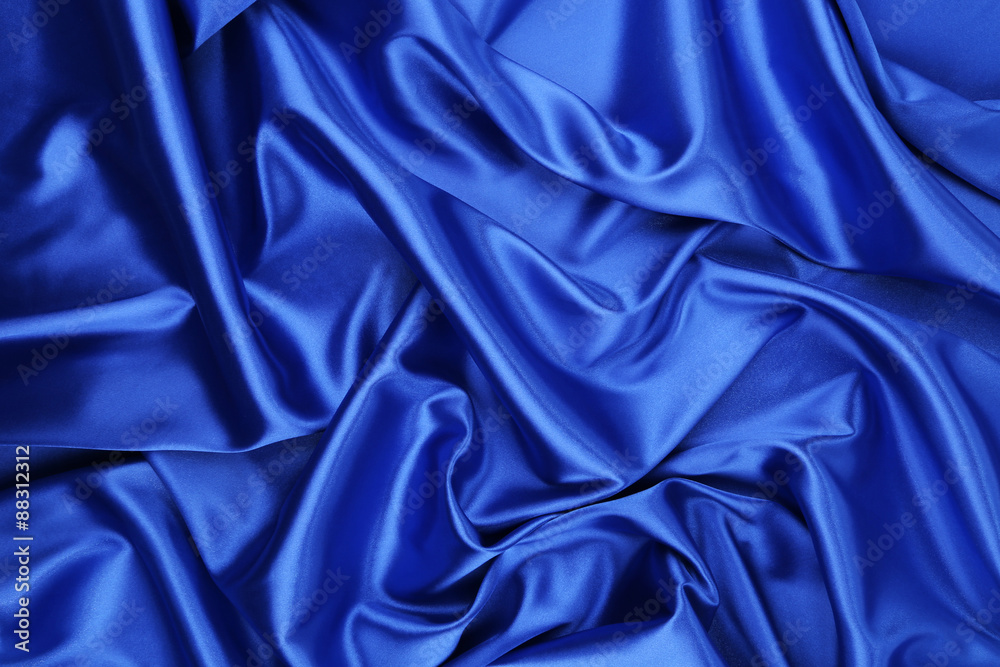 Blue silk drapery.