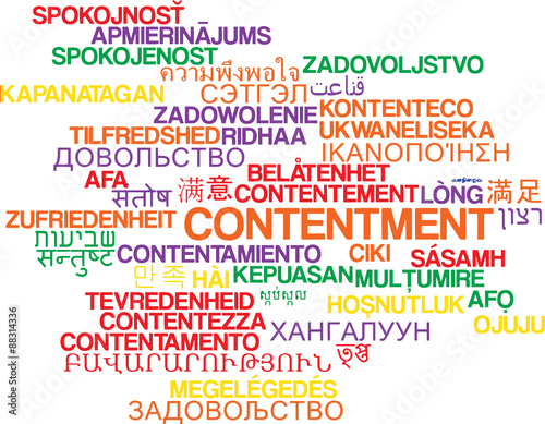 Contentment multilanguage wordcloud background concept