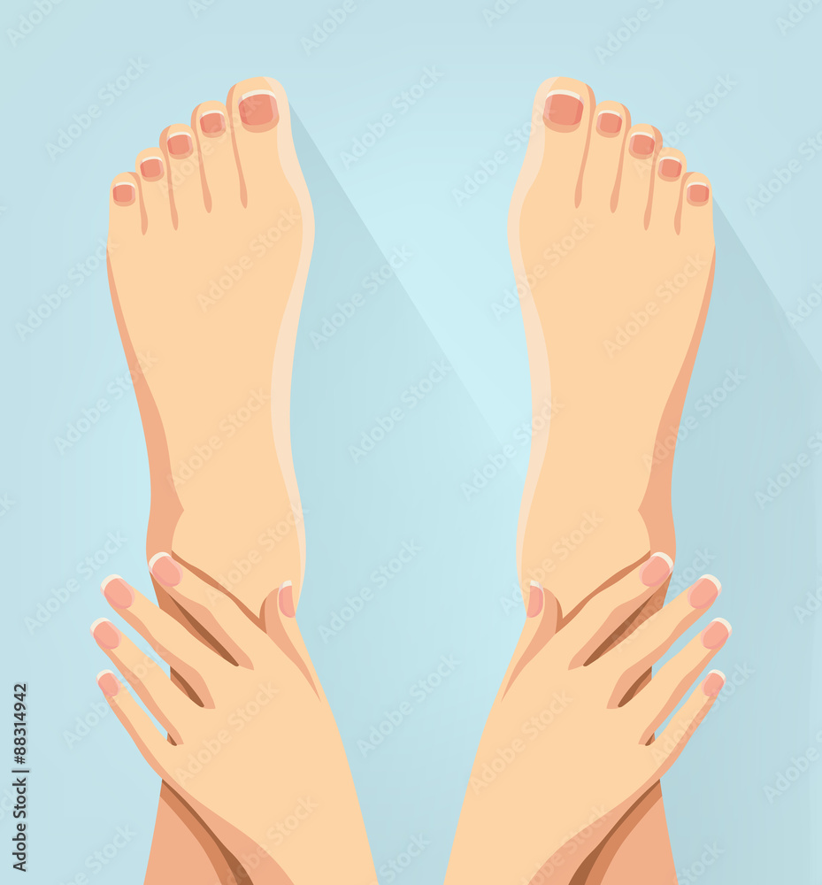 Hands and feet. Vector flat illustration Hands and feet. Vector flat illustration