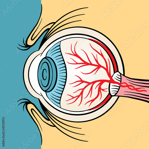Eyeball x ray vector cartoon illustration