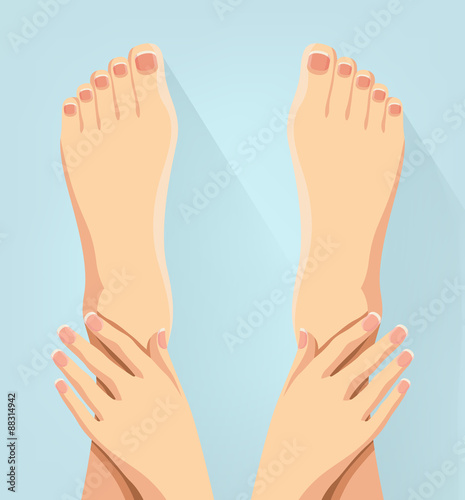Hands and feet. Vector flat illustration