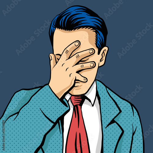 Vector man facepalm comic illustration