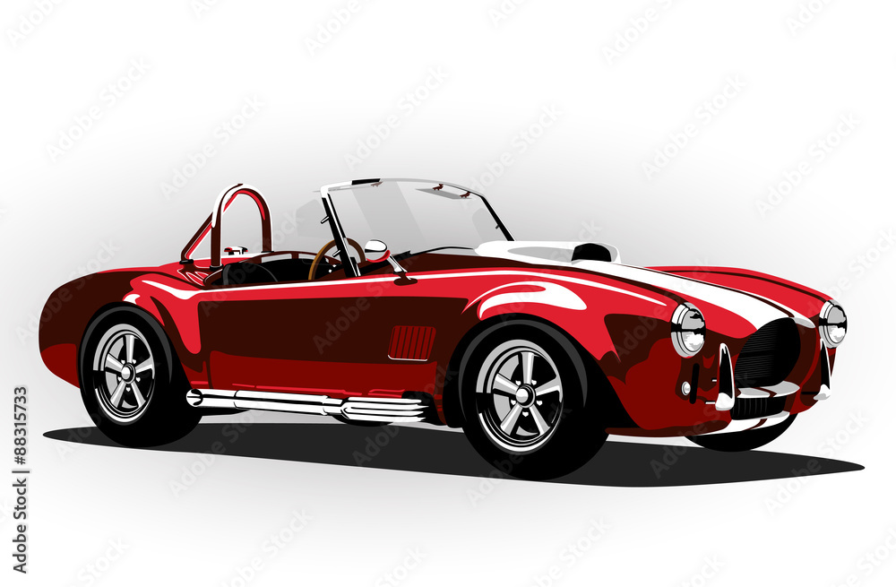 red classic sport car cobra roadster