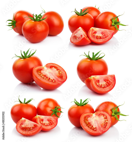 Set of red tomatoes vegetables with isolated on white