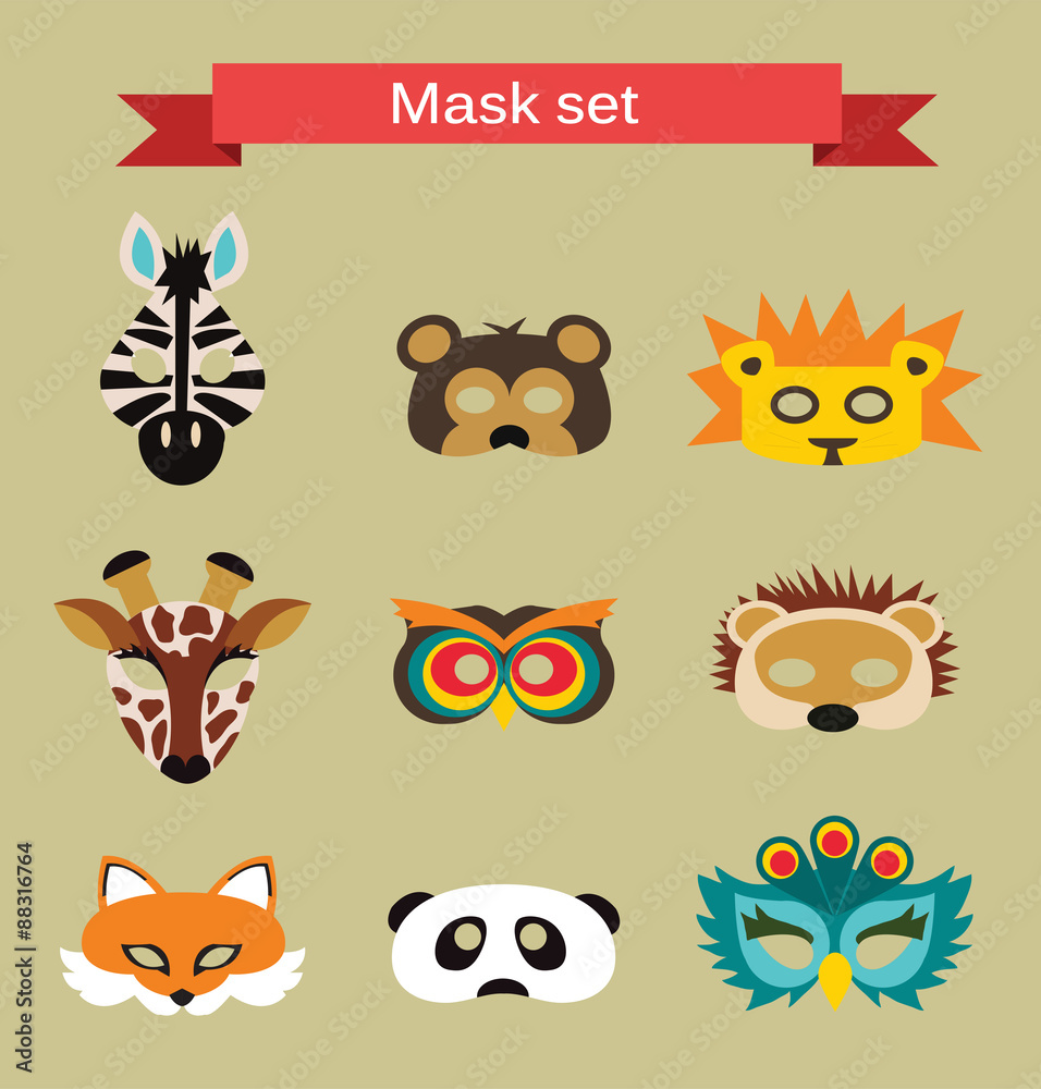 Fototapeta premium set of animal masks for costume Party