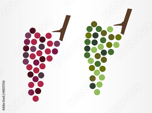 Modern wine grapes icon or logo in two variants - red and white wine grape