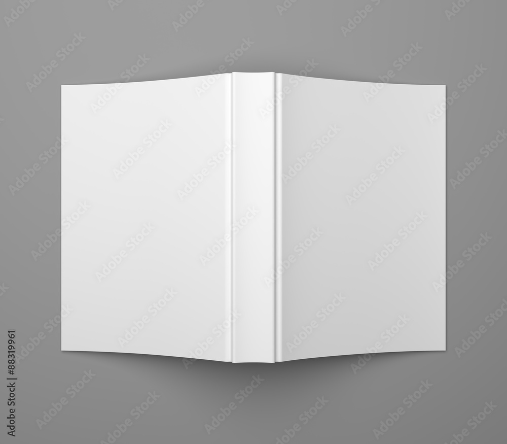 Obraz premium White blank soft cover book template on grey