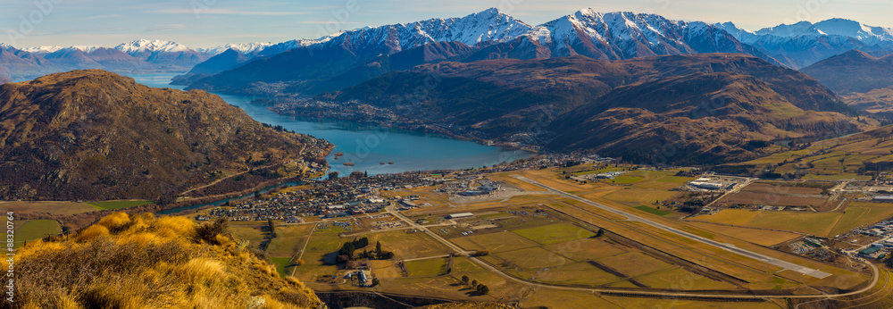 Aerial view of Frankton and Queenstown Airport