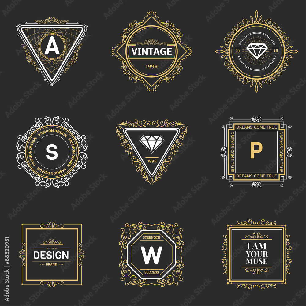 Naklejka premium Monogram template