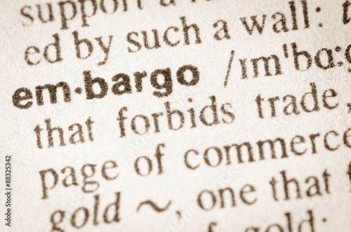 Dictionary definition of word embargo