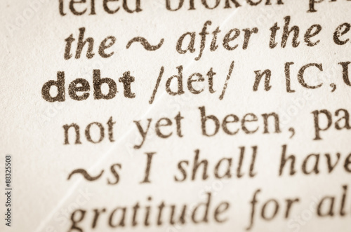Dictionary definition of word debt