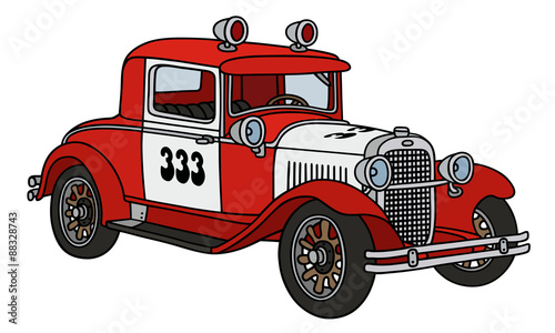 Vintage fire guard car / hand drawing, vector illustration