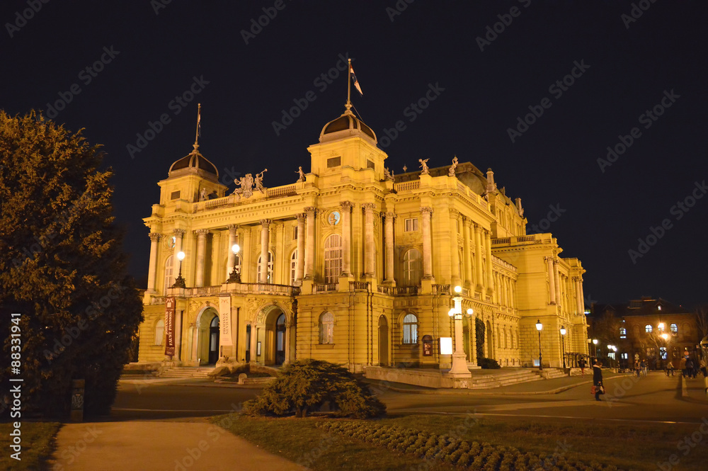 Croatian National Theatre at night, Zagreb, Croatia