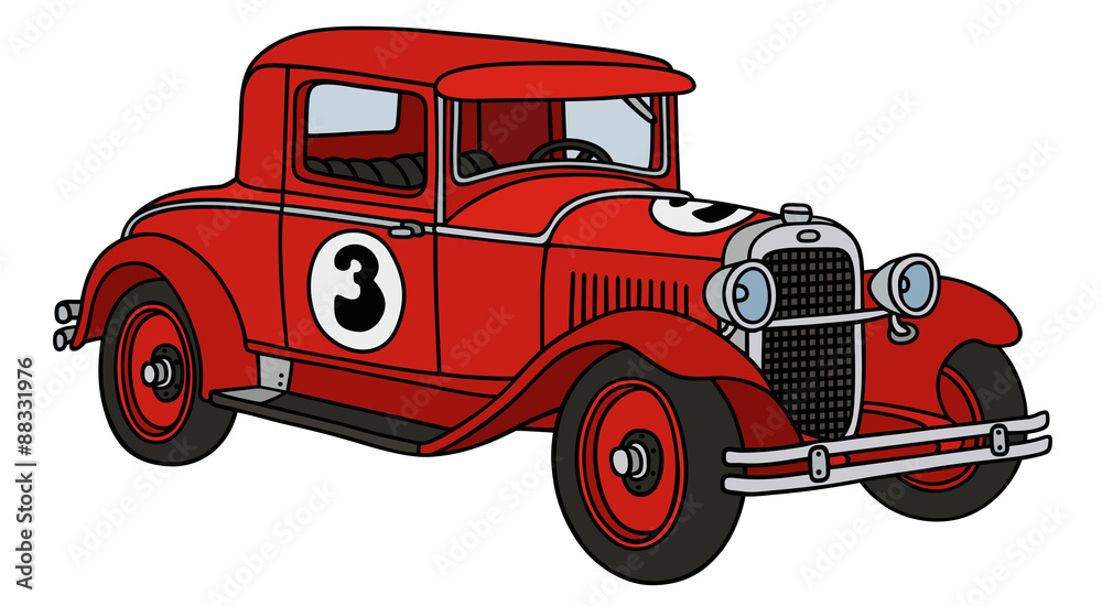 Vintage racing car / hand drawing, vector illustration