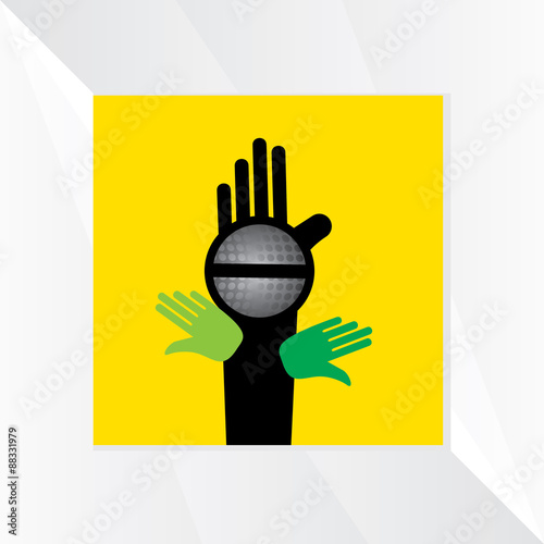 mic concept with hand 