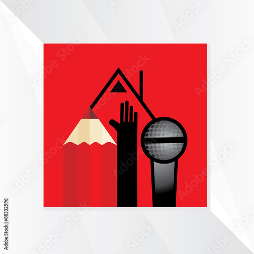 pencil with mic and home vector 