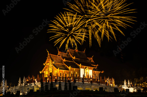 Ho kham luang northern thai style building in Royal Flora temple (ratchaphreuk)in Chiang Mai,Thailand photo