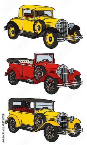 Vintage cars / hand drawing, vector illustration