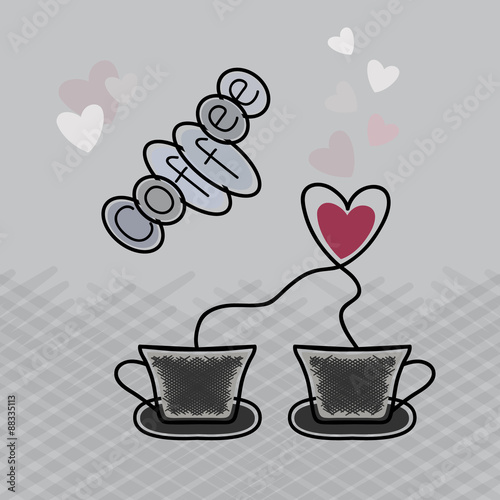 Coffee with love. A cup of coffee  logo  design element.