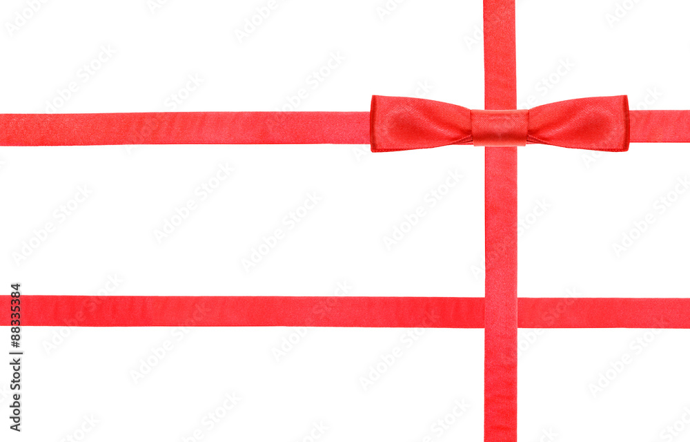 Obraz premium red satin bow knot and ribbons on white - set 26