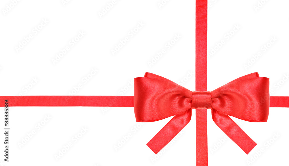 red satin bow knot and ribbons on white - set 2 red satin bow knot and ribbons on white - set 2