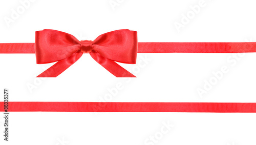 red satin bow knot and ribbons on white - set 20