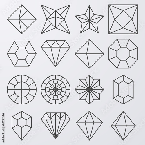 Vector illustration of a set of linear jewels