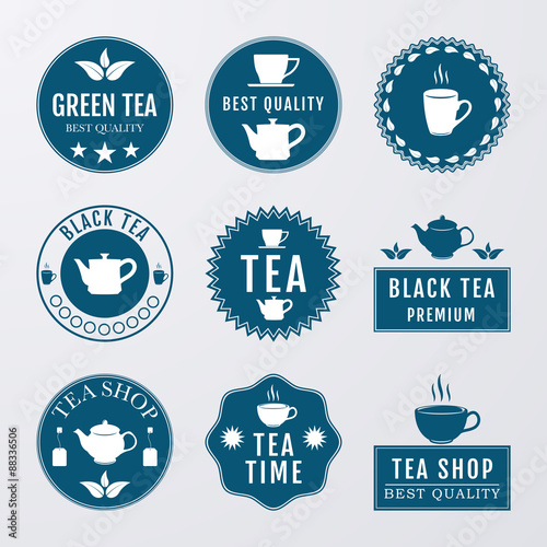 Vector illustration set of logos on the theme of tea