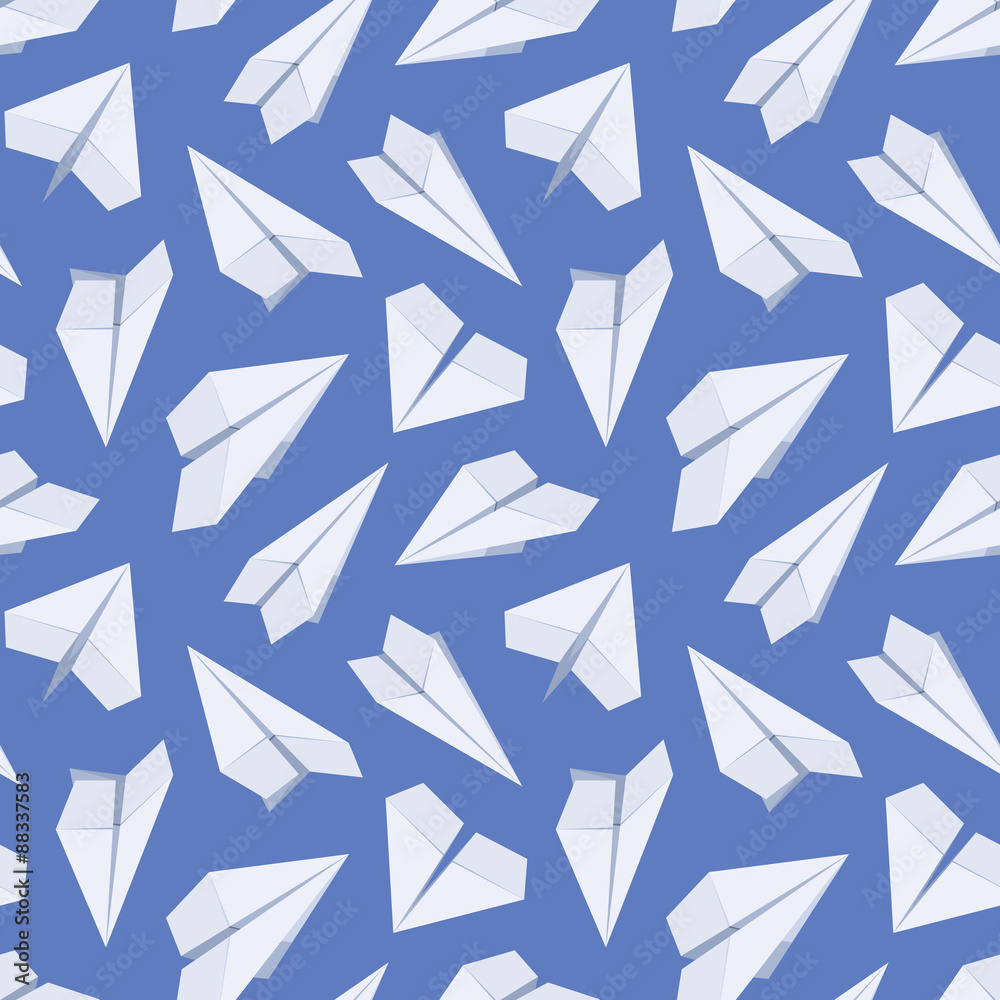 Seamless pattern with white paper planes Seamless pattern with white paper planes