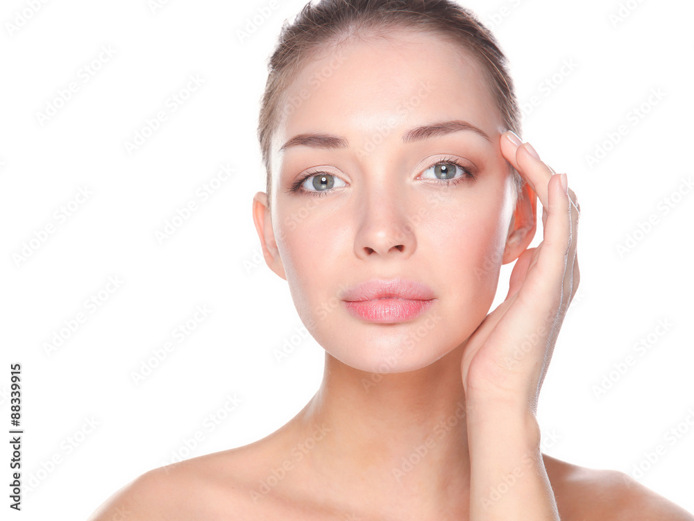 Beautiful healthy woman touching her skin Beautiful healthy woman touching her skin