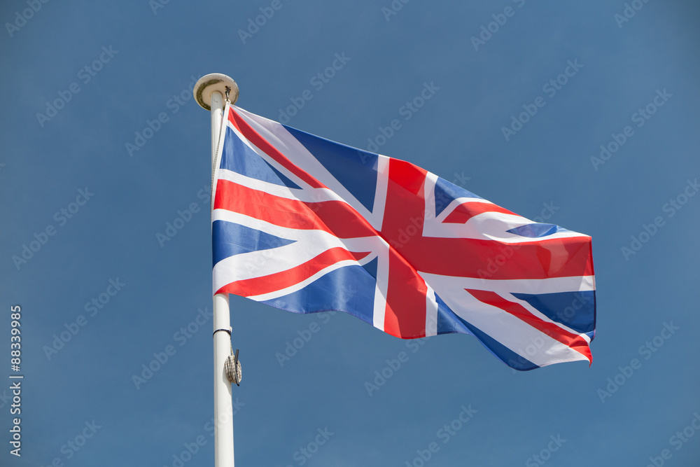 Flag of britain under blue sky