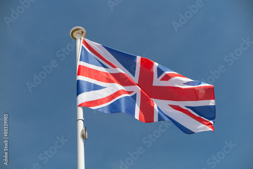 Flag of britain under blue sky