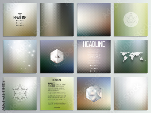 Set of 12 creative cards, square brochure template design