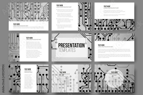 Set of 9 vector templates for presentation slides. Abstract