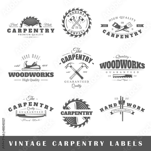 Set of vintage labels carpentry