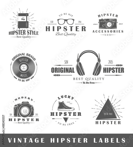 Set of vintage hipster labels