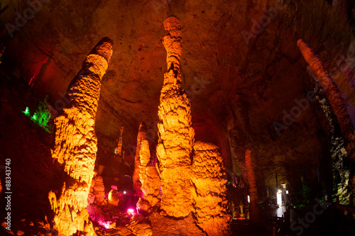 Colorful of Huanglong cave in China.