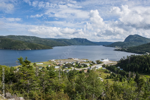 Overlook over Bonne bay on the East arm of the Unesco world heritage sight, Gros Mourne National Park, Newfoundland, Canada photo