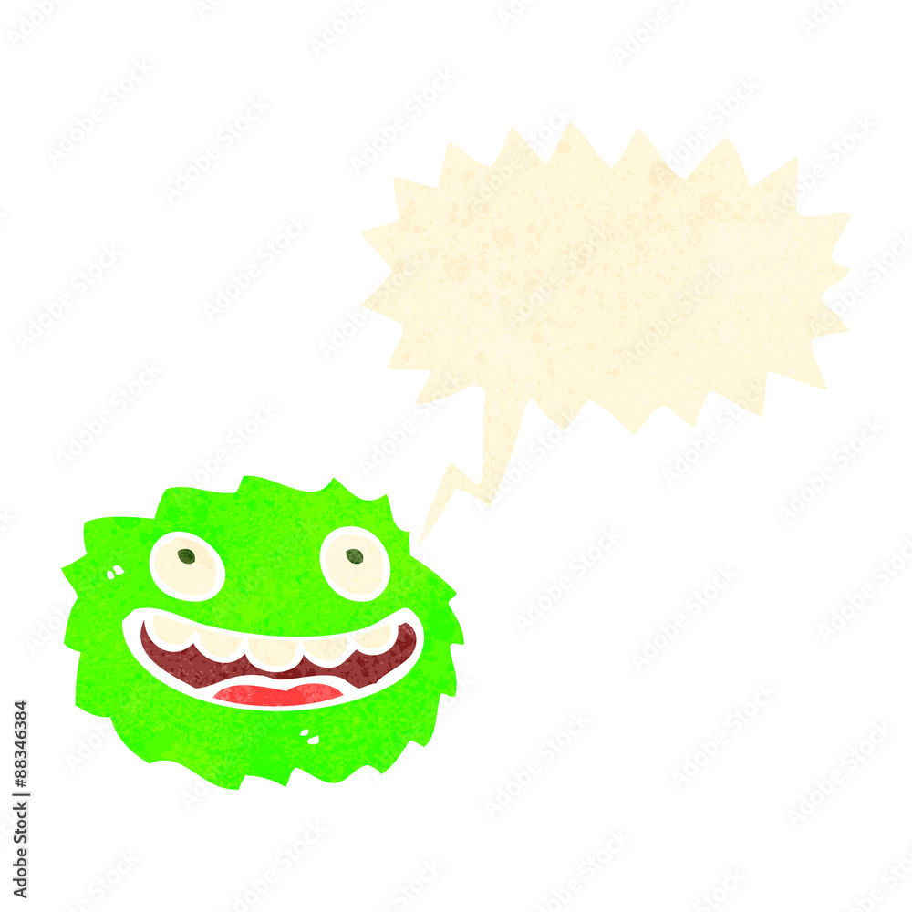 happy little furball monster with speech bubble happy little furball monster with speech bubble