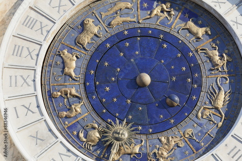 Detail of clock on the Torre dell' Orologio in St. Mark's Square, Venice, Veneto photo