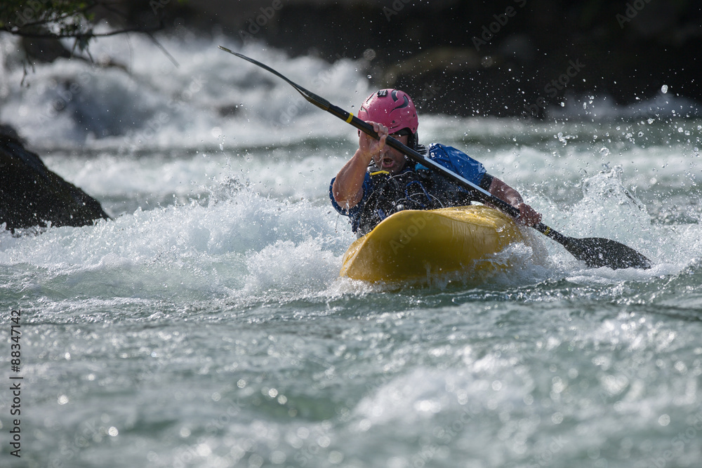 Naklejka premium White water paddler